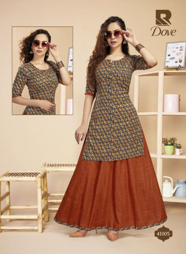 Raashi Dove Fancy Wear Rayon Kurti With Skirt Collection